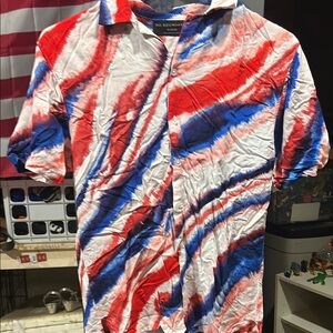 No Boundaries Red and Blue Casual Button Down Shirt